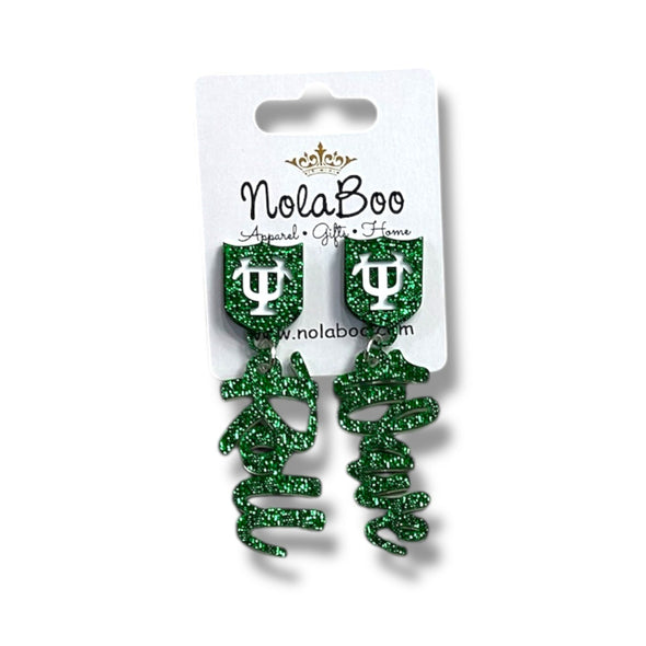 Glitter Tulane Roll Wave Acrylic Earrings in 2 Options