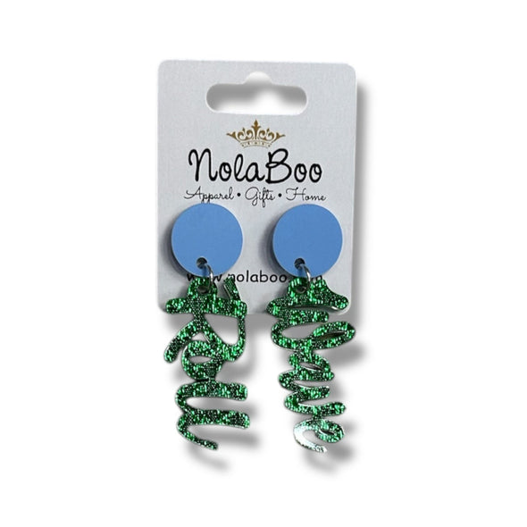 Glitter Tulane Roll Wave Acrylic Earrings in 2 Options