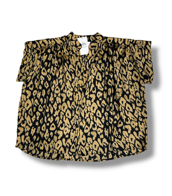 Emerson Placket Shirred Sleeve Band Top in 2 Colors (S-3X)