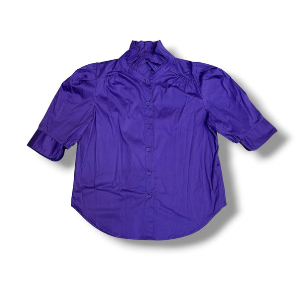 Ruffled Collar Puff Sleeve Top