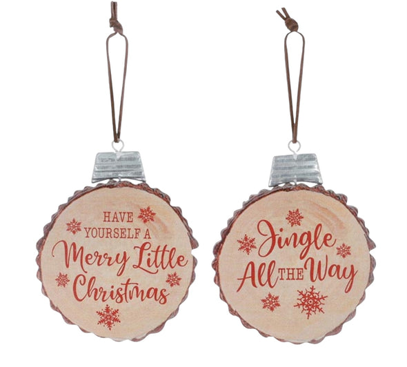 Wood Slice Christmas Ornaments in 2 Options