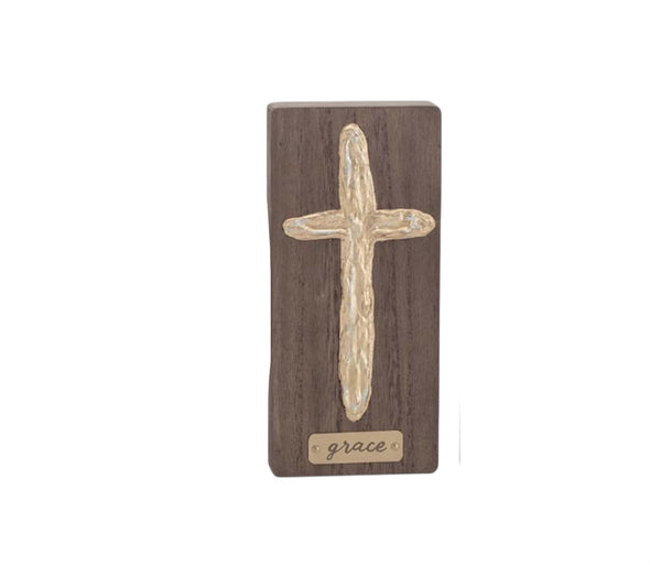 Gold Cross Wooden Shelf Sitters in 3 Options