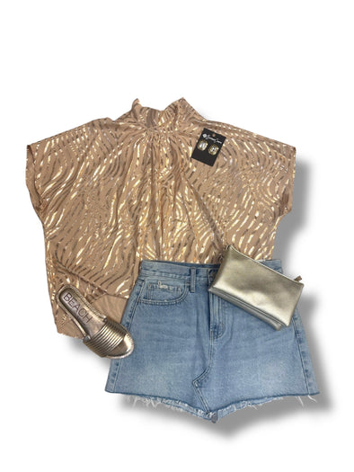 London High Tie Neck Bubble Hem Top in 2 Colors (S-3X)