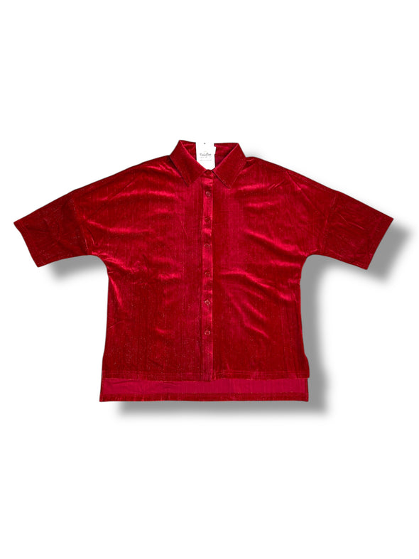 Prim Button Up Velvet Top