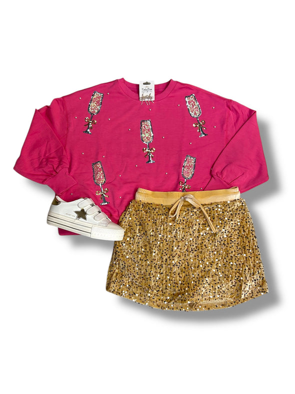 Sequined Velvet Skort in Gold