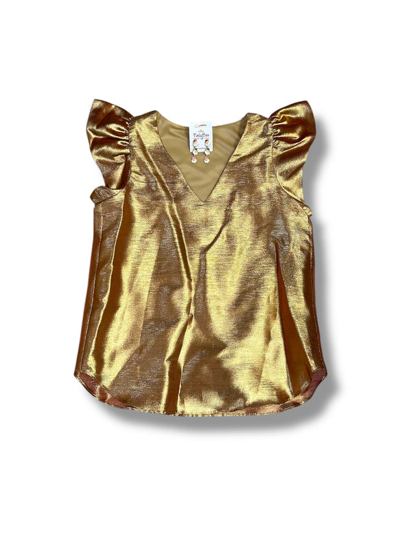 Organza Ruffle Sleeve V Neck Top in 4 Colors