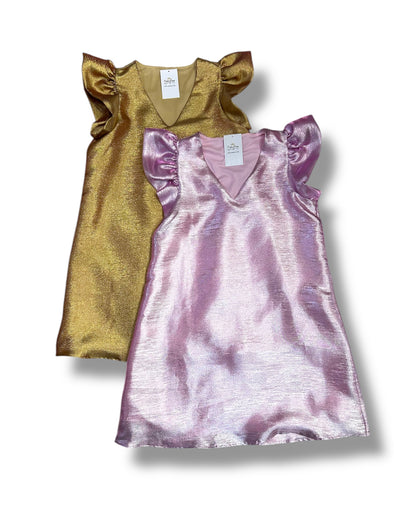 Organza Ruffle Sleeved V Neck Dress in 2 Colors