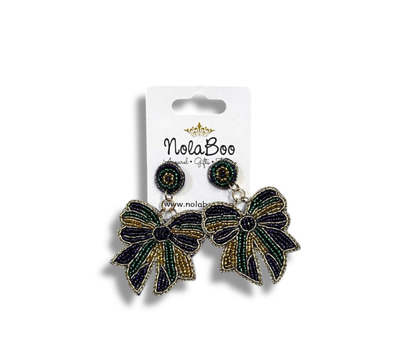 Mardi Bow Beaded Earring