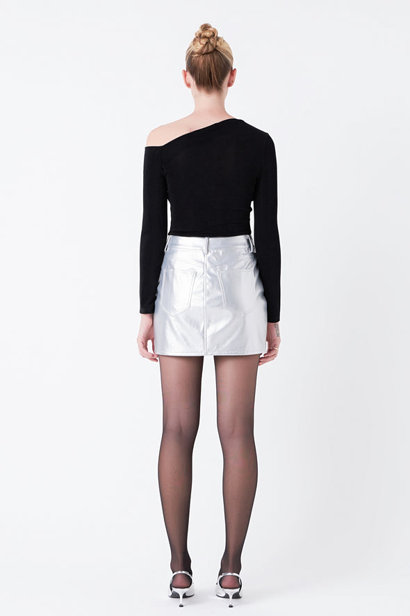 Silver Faux Leather Mini Skirt
