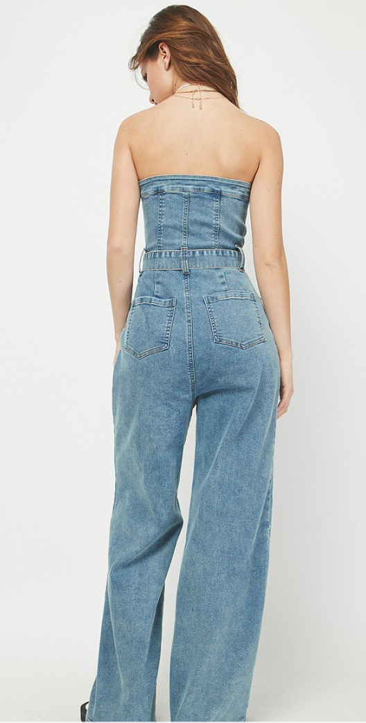 Wide Leg Denim Jumpsuit NOLA BOO