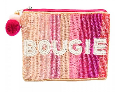 Beaded Bougie Pouch With Pom Pom