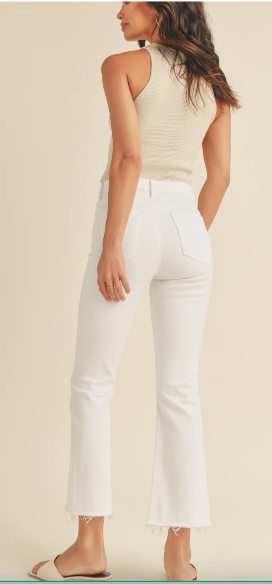 High Rise Tonal Crop Flare Jeans In 4 Color Washes