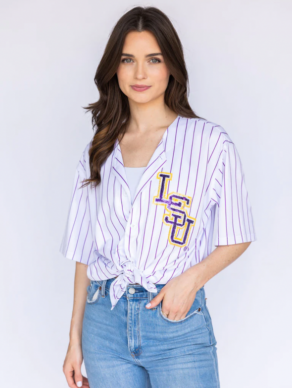 Tigers Pinstripe Baseball Uniform Top