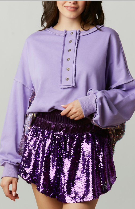 Wide Elastic Waist Sequin Skort In 5 Colors