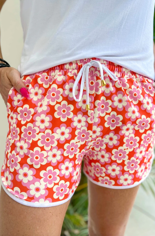 Adult Far Out Floral Drawstring Everyday Shorts