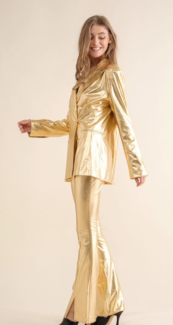 Gold Metallic Shiny Blazer