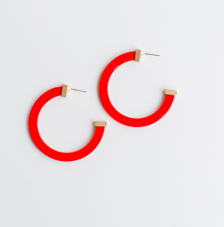 Large Red Hoop Earrings