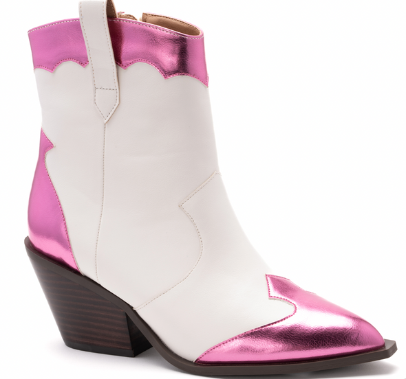 Pink And White One Chance Boots