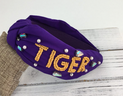 Beaded Tiger Headband With Pearls
