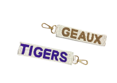 Tigers White Key Chain With Purple And Gold