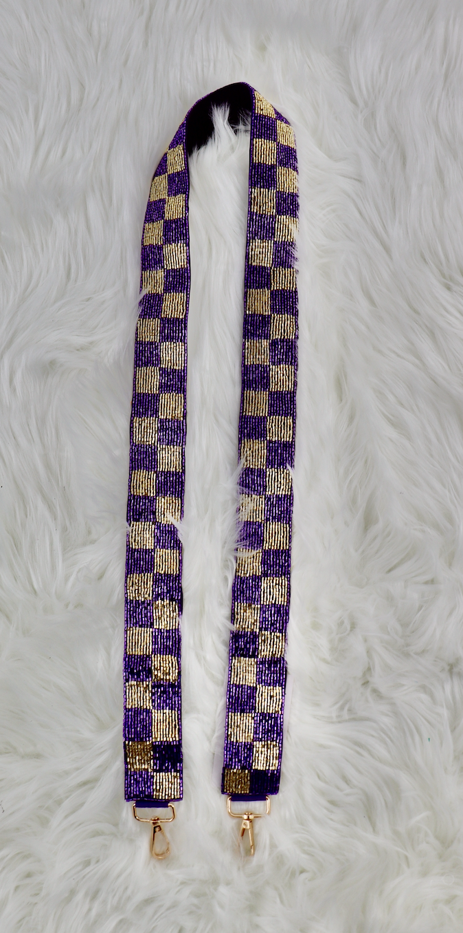 Checkered Purple And Gold Purse Strap – NOLA BOO