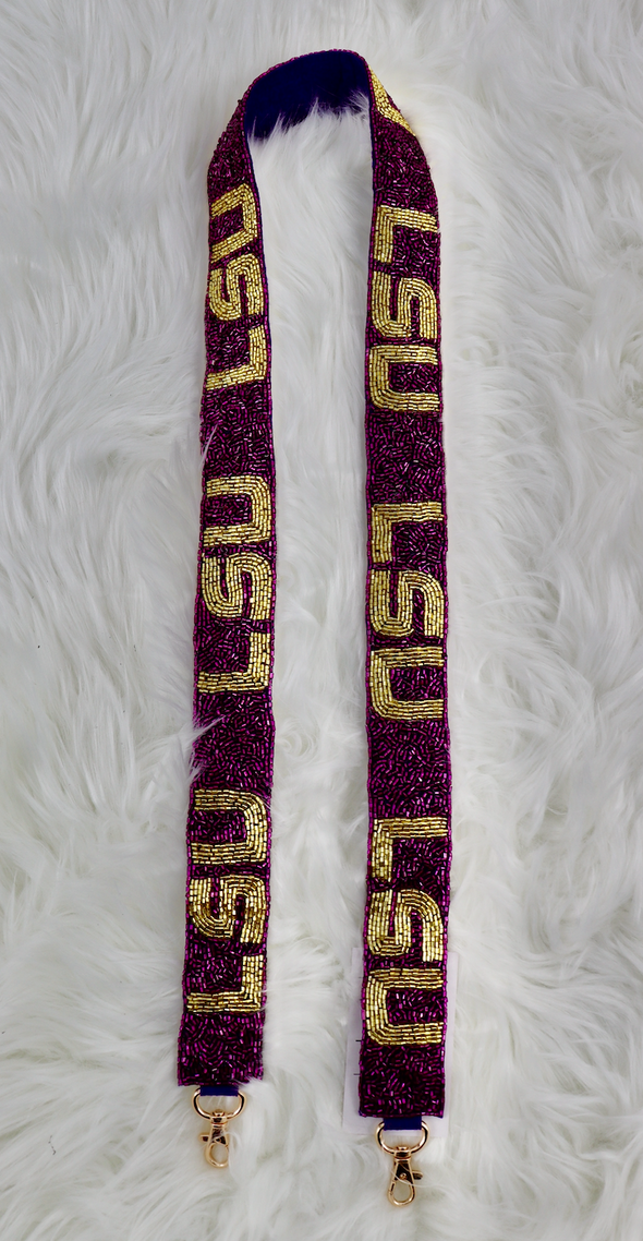 Game Day Purple and Gold Beaded Strap