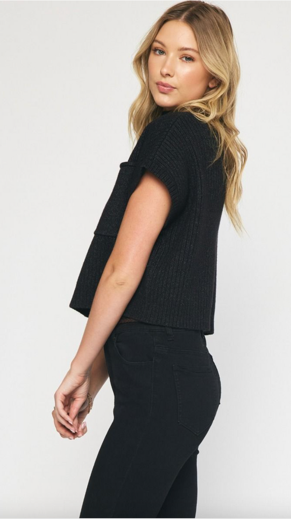 Solid Knitted Mock Neck Cropped Top In 3 Colors