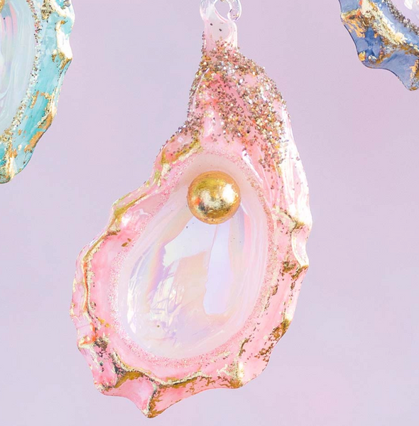 Glass Oyster Ornament In 4 Colors