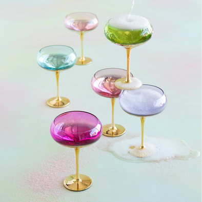 Gilded Coupe Glasses In 6 Colors