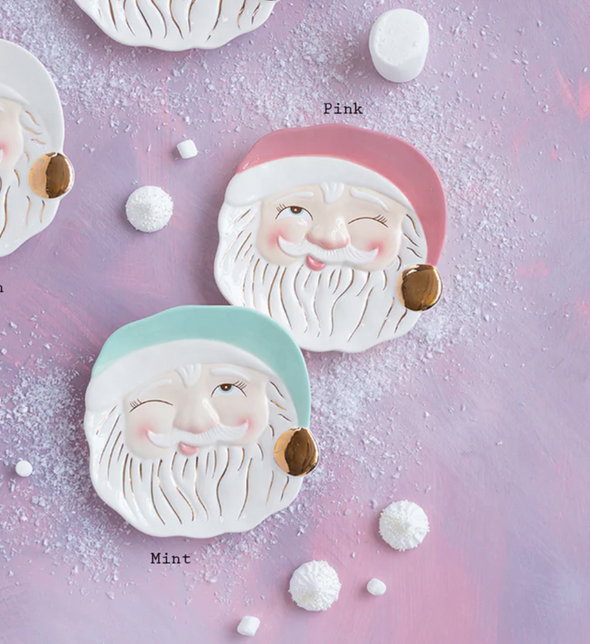 Papa Noel Plate In Mint Or Pink