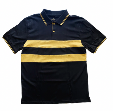 Black and Gold Adult Short Sleeve Chest Stripe Shirt