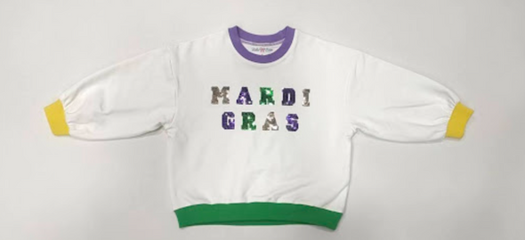 Adult Sequin Mardi Gras Word Sweatshirt