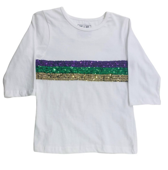 Toddler Mardi Gras 3/4 Sleeve Sequin Shirt
