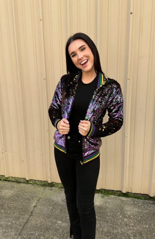 Sequin Jacket, Purple, Green and Gold Adult Confetti
