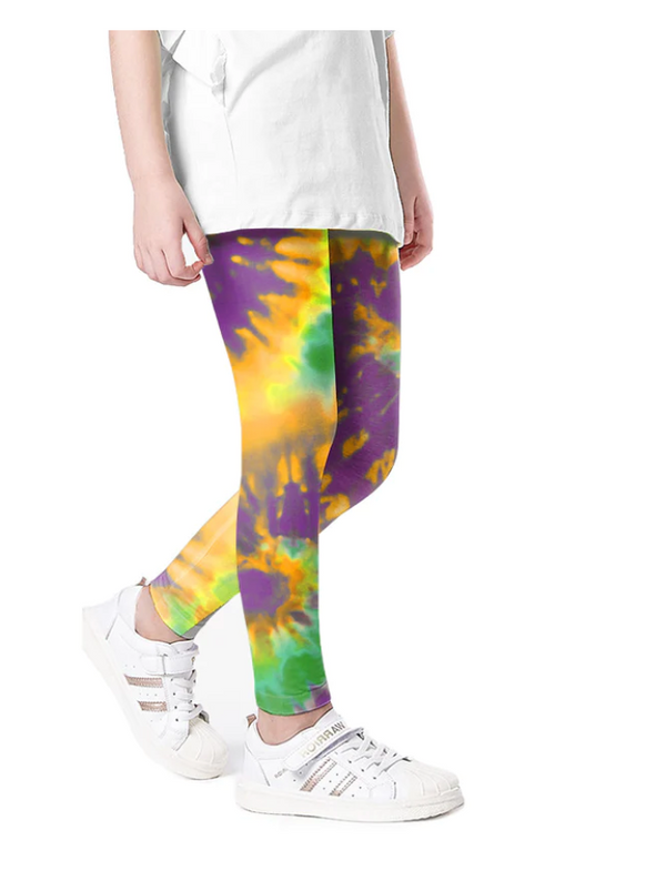 Spandex Leggings Mardi Gras Tie Dye Youth