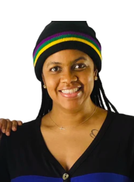 Black Mardi Gras Rugby Beanie with Purple Green and Gold