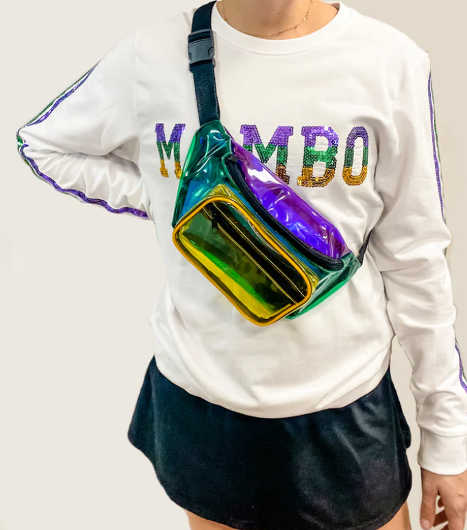 Color Block Purple Green Gold Transparent Fanny Pack NOLA BOO