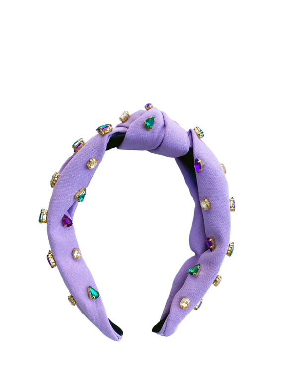 Mardi Gras Headband with Jewels in White, Black, Dark Purple, or Lavender