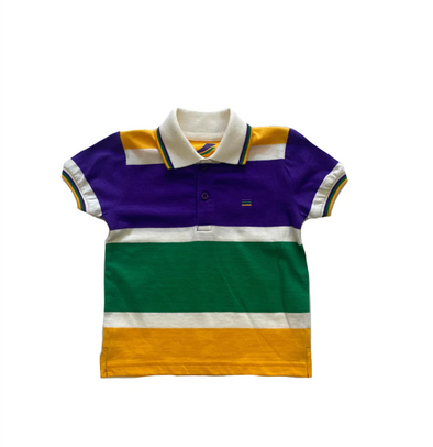 Mardi Gras Thick Stripe Rugby Youth Short Sleeve