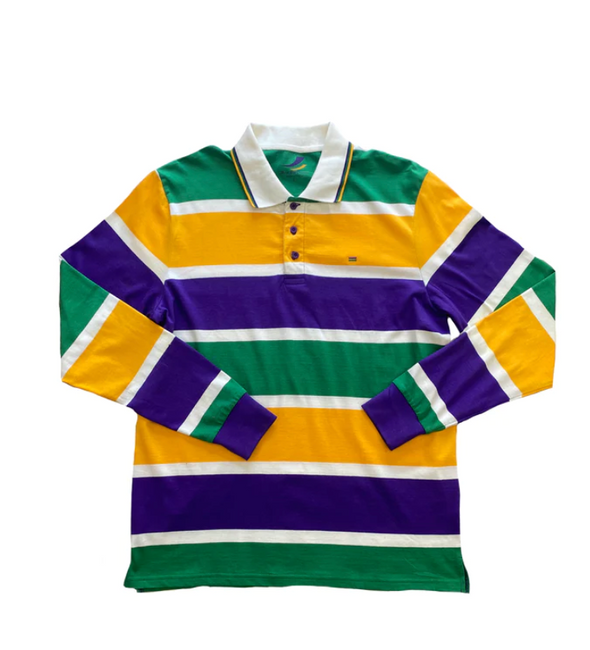 Mardi Gras Thick Stripe Rugby Adult Long Sleeve