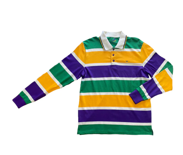 Mardi Gras Thick Stripe Rugby Adult Long Sleeve