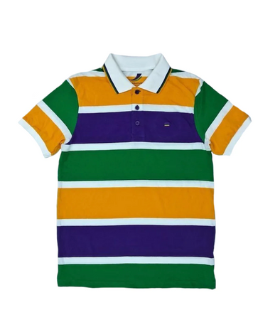 Mardi Gras Thick Stripe Rugby Adult Short Sleeve