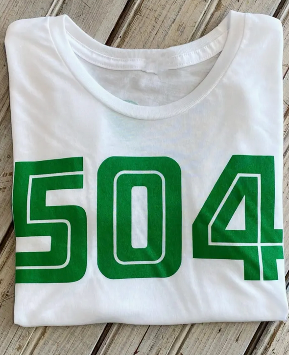 504 Crop Top in Green and White