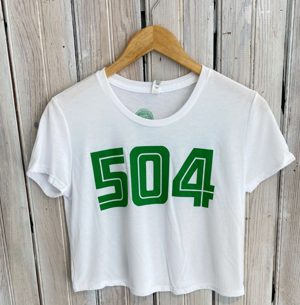 504 Crop Top in Green and White