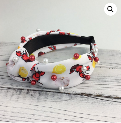 Crawfish Boil Knot Headband with Pearls