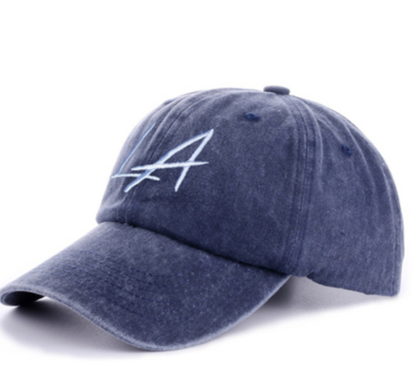 Washed Embroidered LA Adjustable Hat