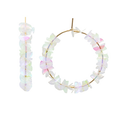 Gold Hoop With Clear Iridescent Sequins