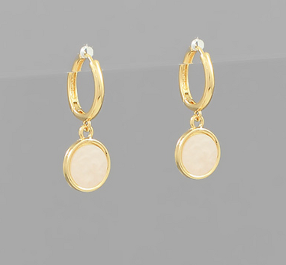 Marble Circle Dangle Mini Hoops