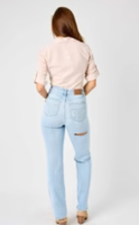Judy Blue High Waisted & Back Ripped 90s Straight Jeans