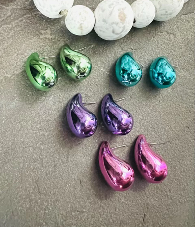 Waterdrop Stud Earrings In 4 Colors